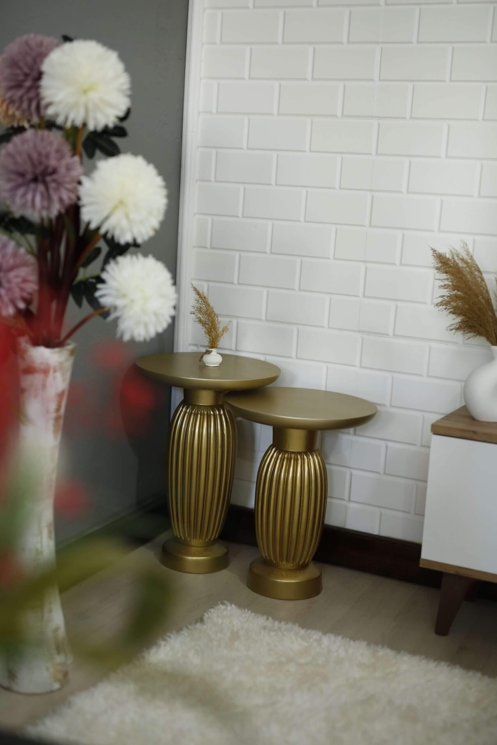 2'li Vazo Varak Yan Sehpa