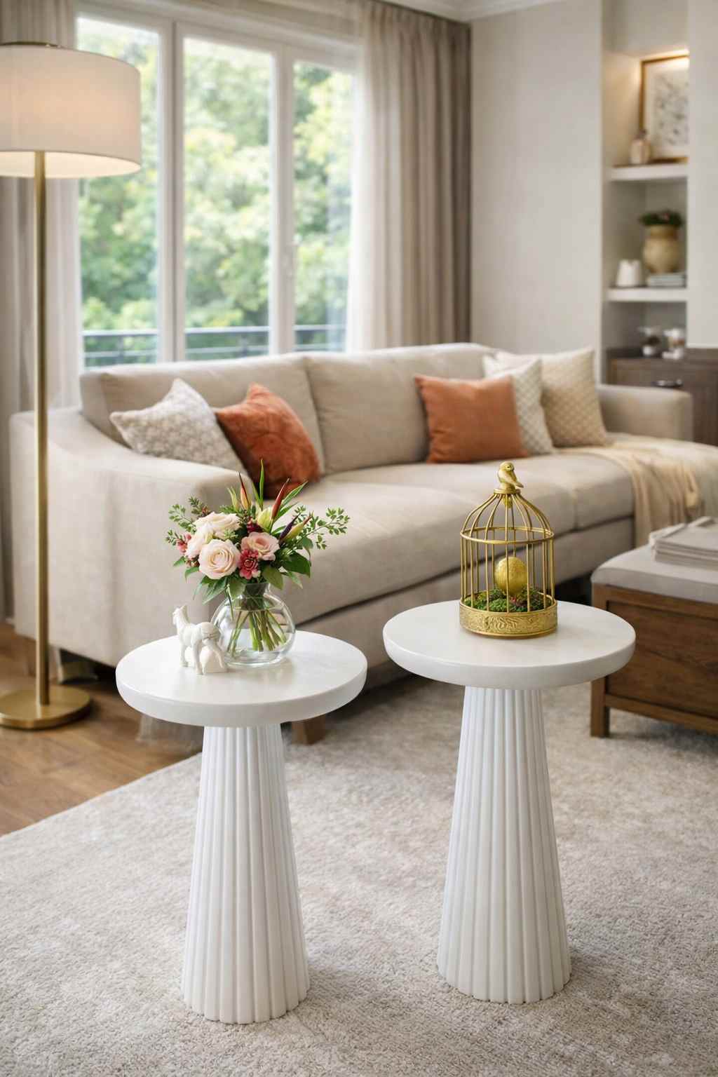 Minimal tasarım ahşap mantar sehpa seti