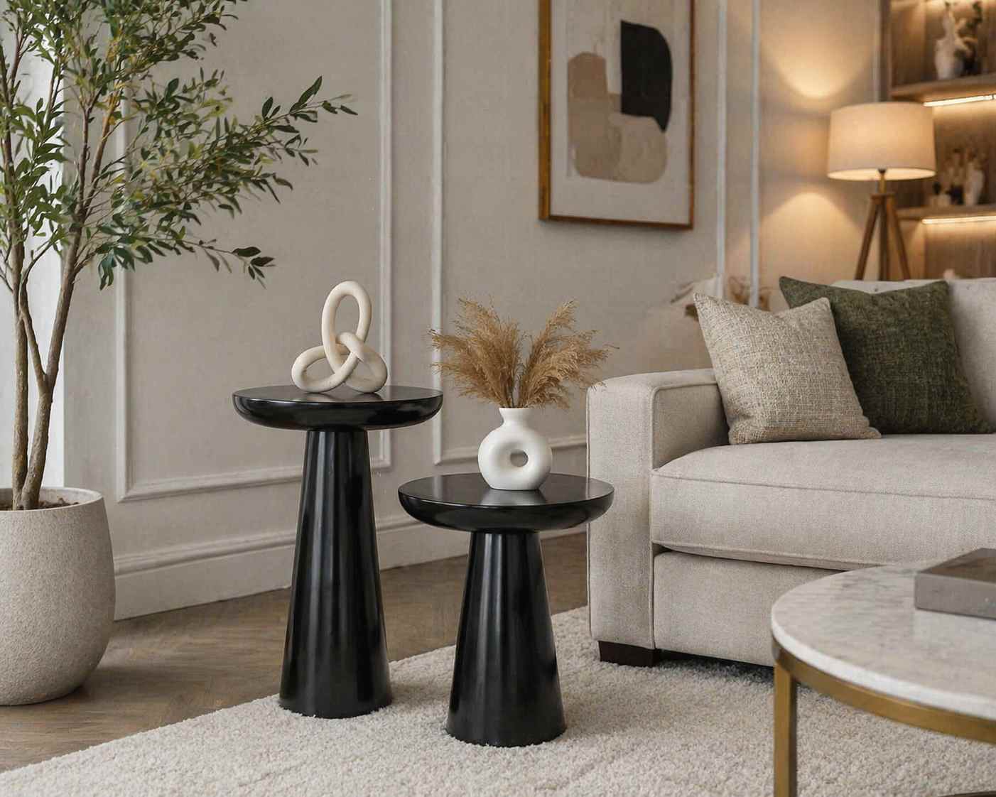 3’lü mantar sehpa seti modern tasarım