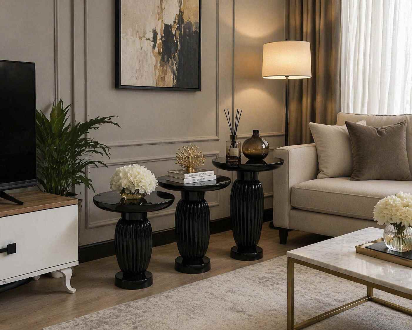 Modern yan sehpa mantar tasarım set