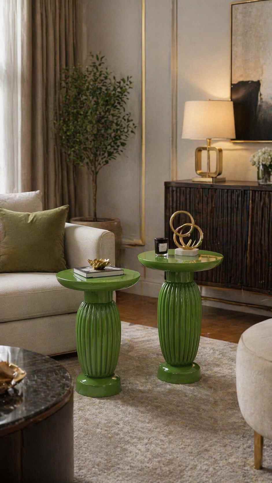 rustik ahşap mantar sehpa dekoratif kullanım