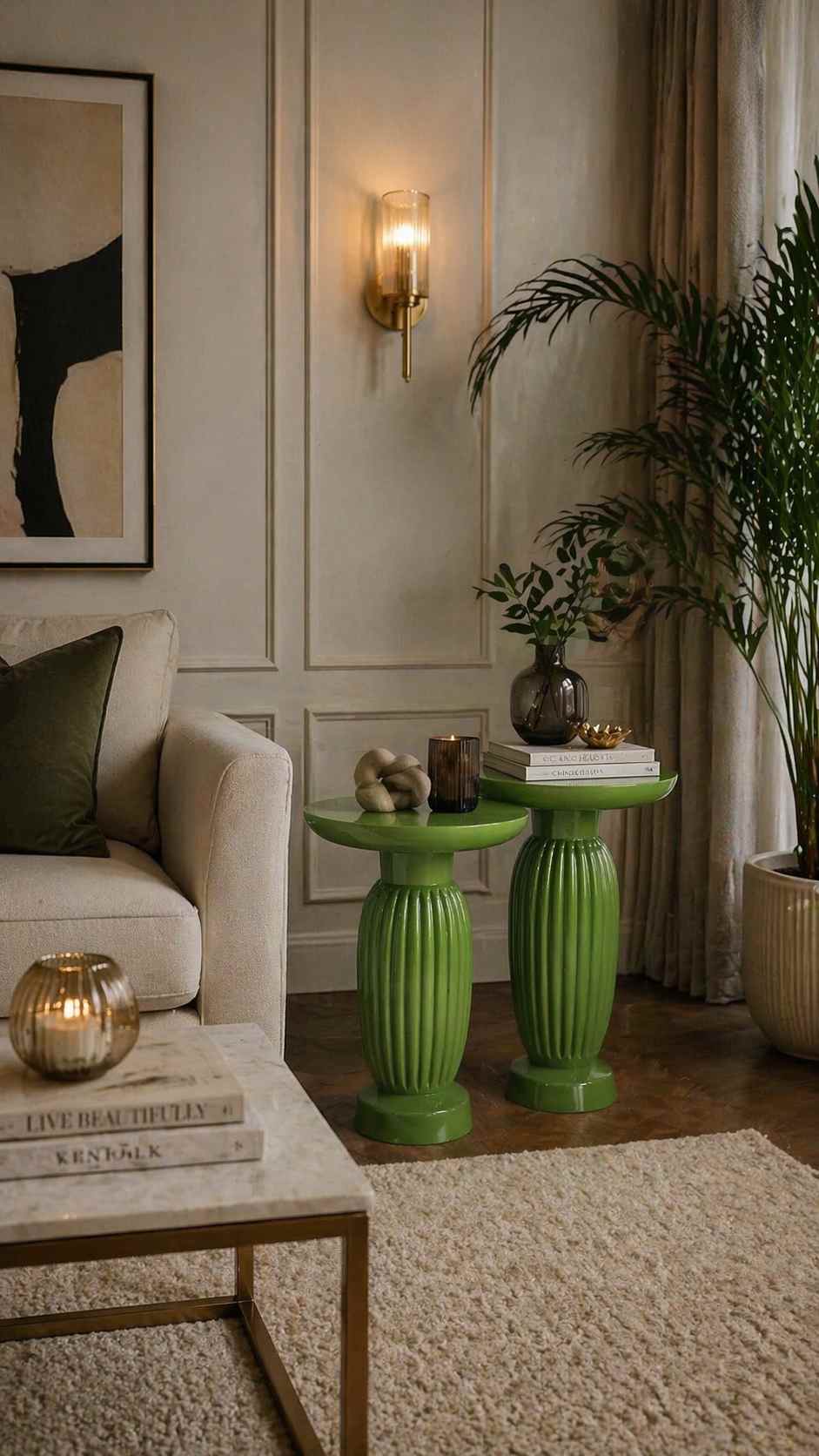 3'lü ahşap zigon sehpa mantar formu