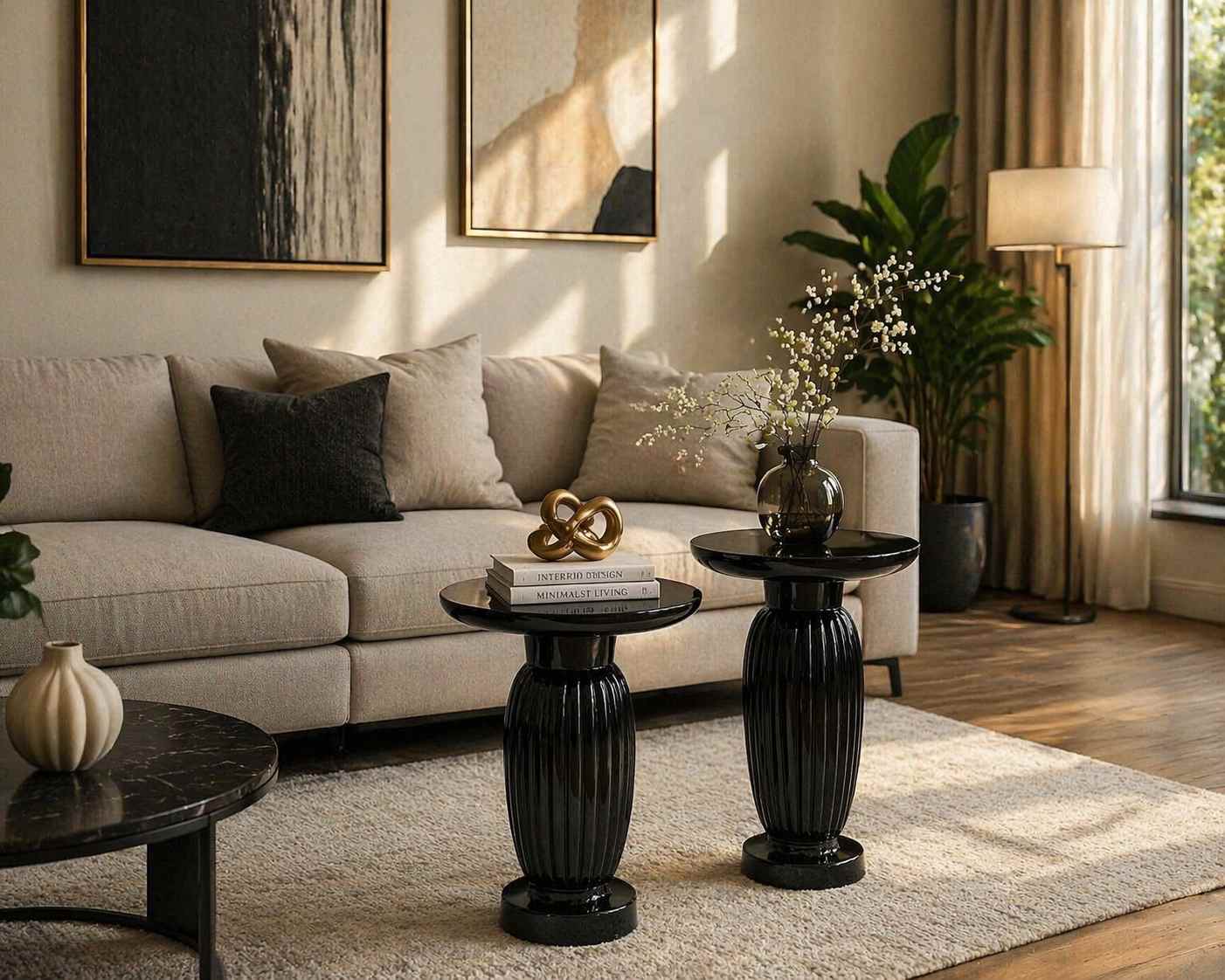 Doğal mantar sehpa ahşap 3’lü set