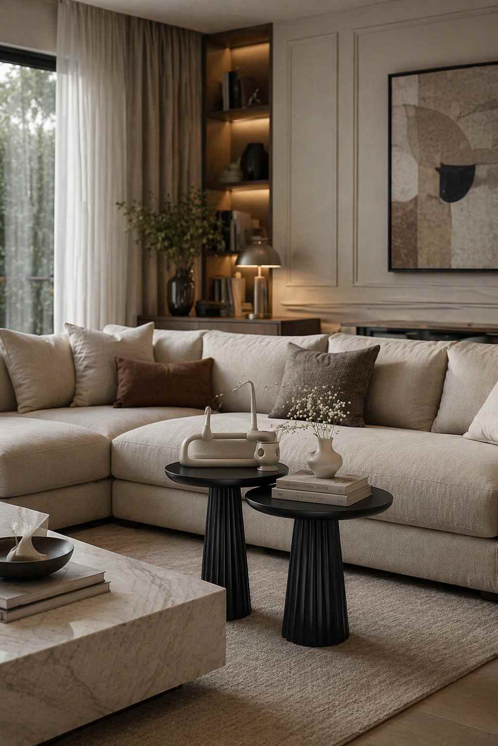 Şık mantar sehpa seti modern ahşap tasarım