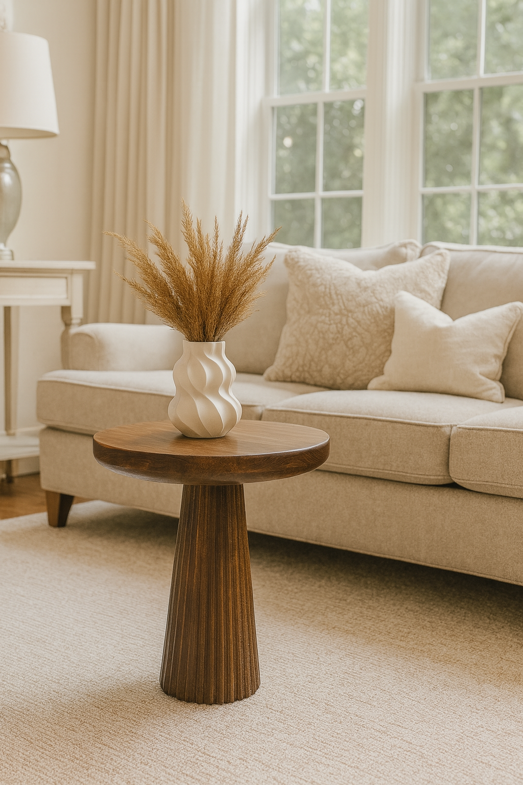 Masif ahşap mantar sehpa orta sehpa set