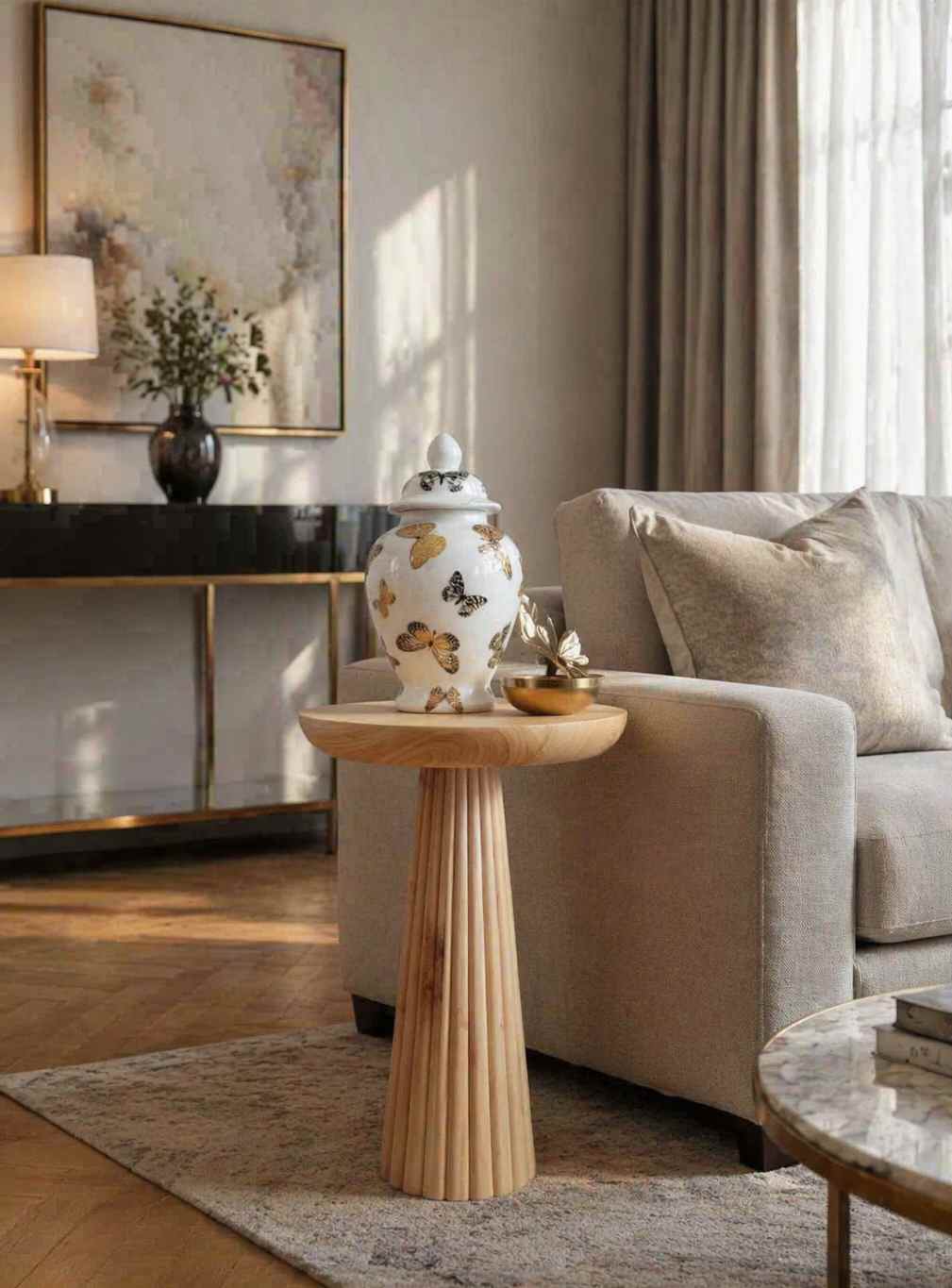 Rustik mantar sehpa doğal ahşap set