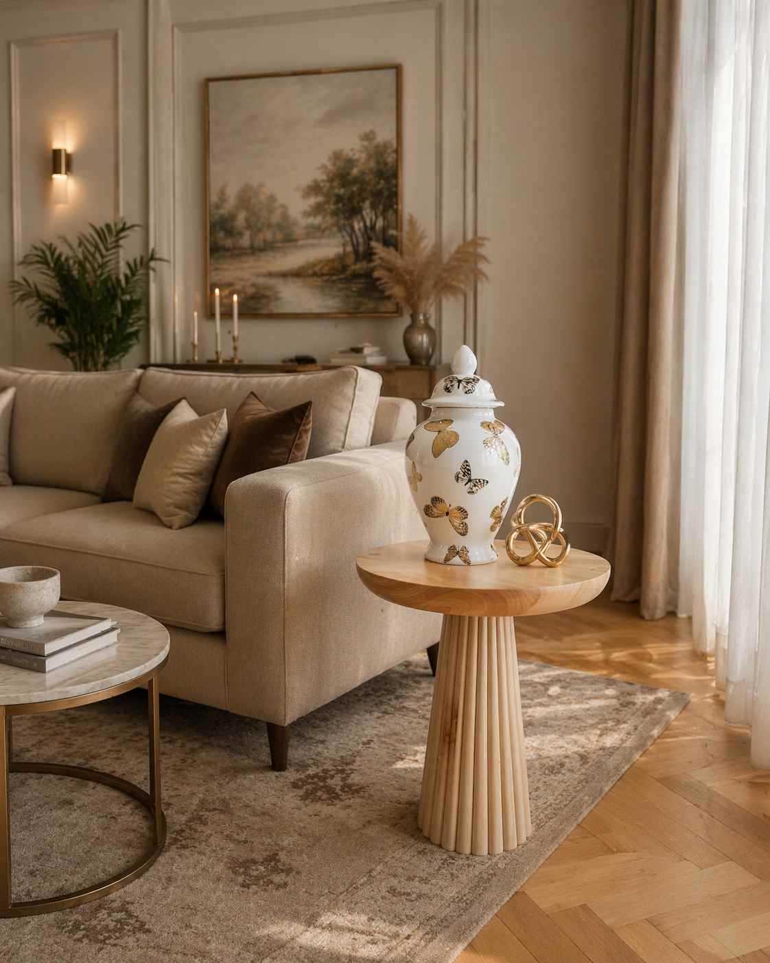 Doğal ahşap zigon sehpa mantar tasarım