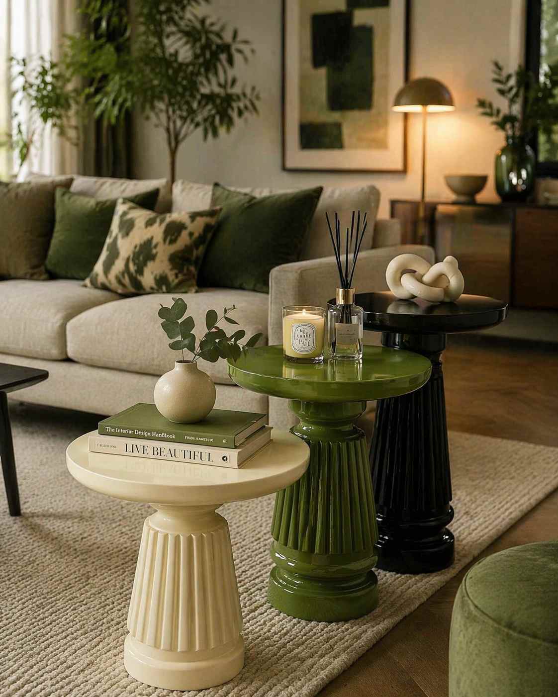 El yapımı ahşap mantar sehpa seti şık tasarım