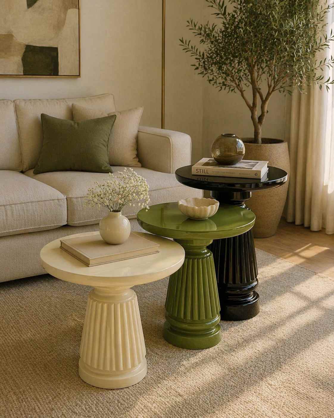 Modern salon için mantar sehpa seti ahşap