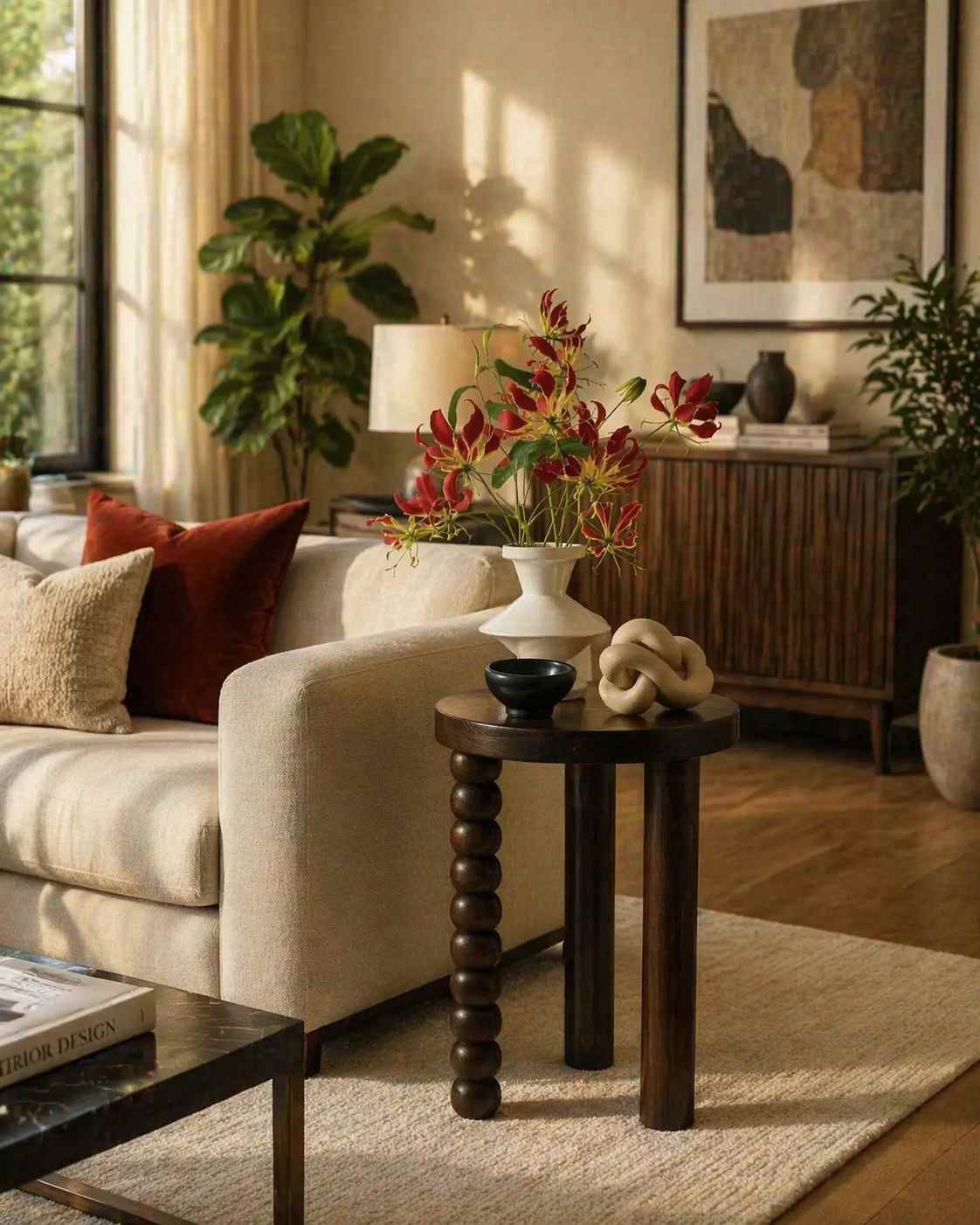 3’lü mantar sehpa seti doğal ahşap yan sehpa