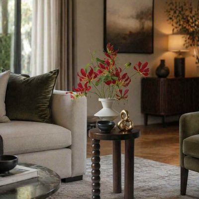 Ahşap mantar sehpa seti şık salon dekorasyonu