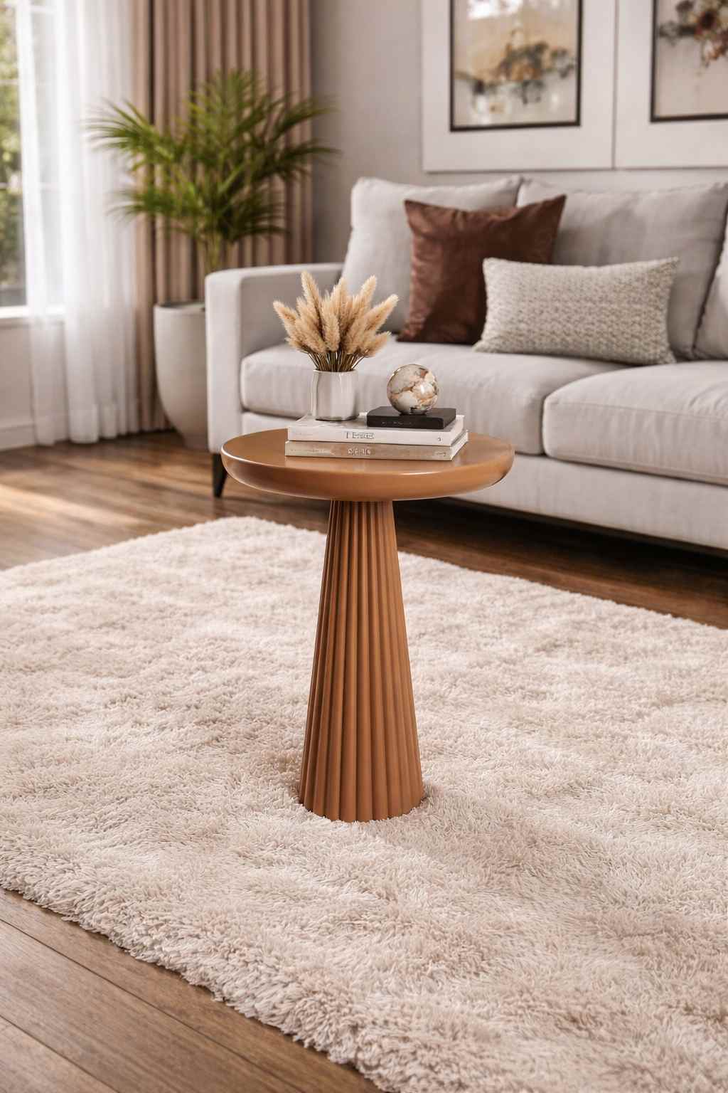 Rustik masif ahşap mantar sehpa seti doğal sehpa