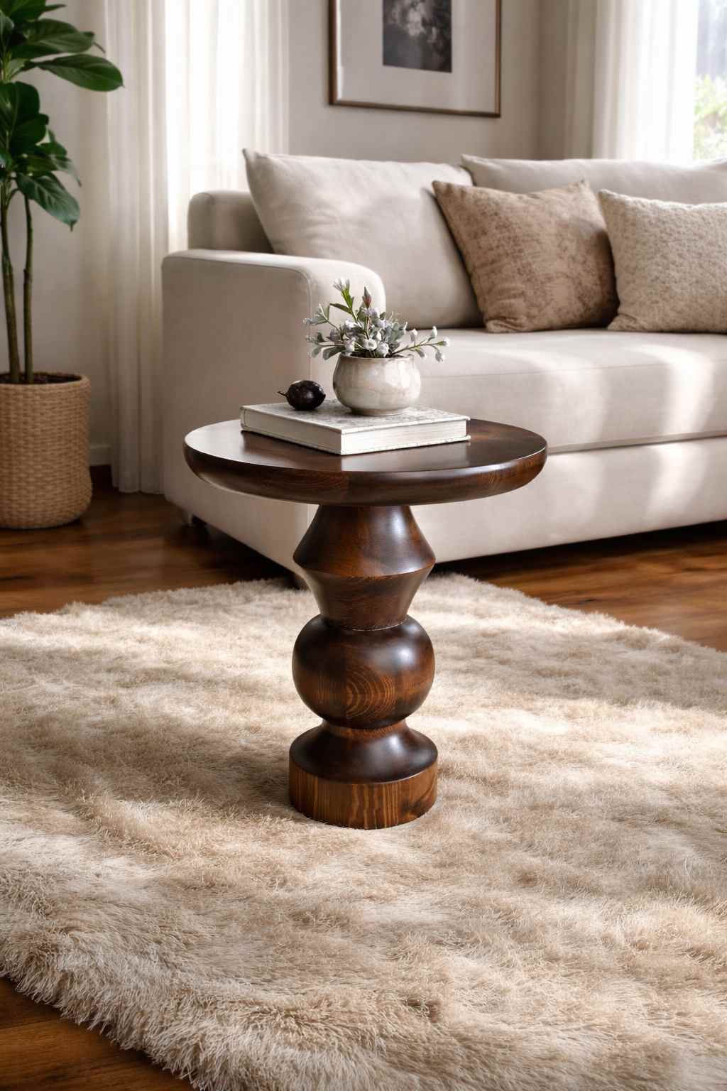 Doğal ahşap 2’li mantar sehpa seti