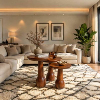 Ahşap mantar sehpa 3’lü zigon set modern