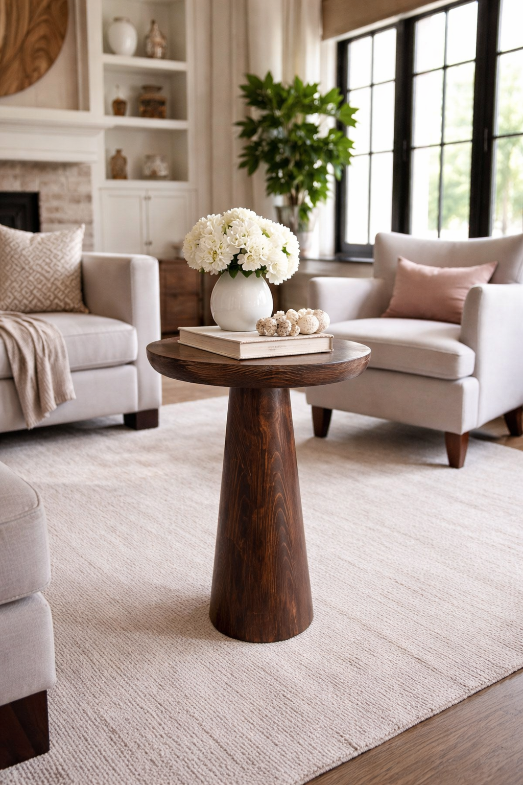 Minimalist mantar sehpa doğal ahşap 3’lü set