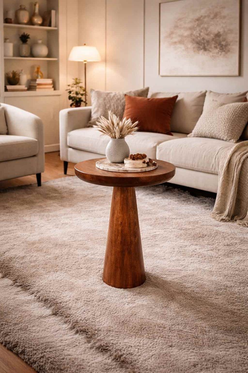 Doğal ahşap mantar sehpa seti modern tasarım