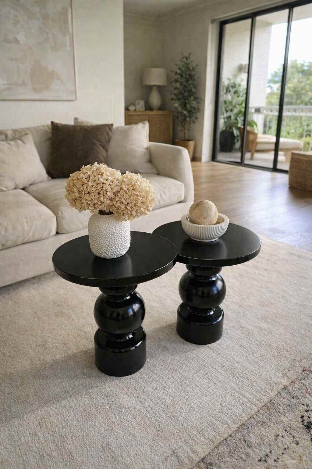 Rustik tarz doğal ahşap mantar sehpa seti