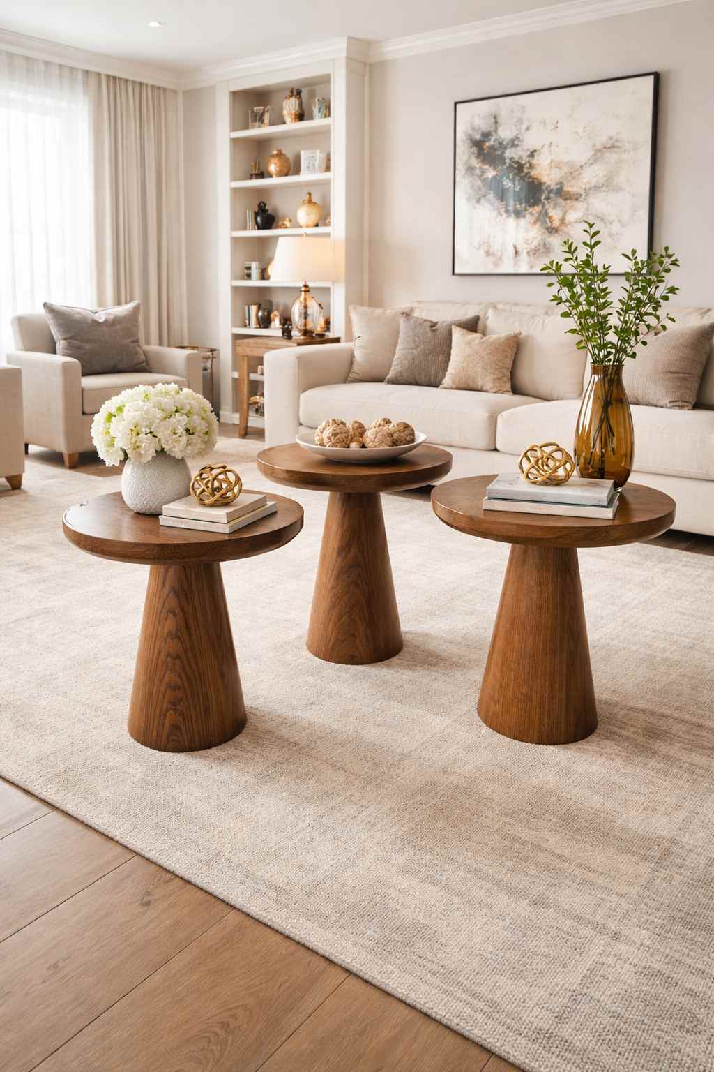 Ahşap mantar sehpa seti doğal dekoratif