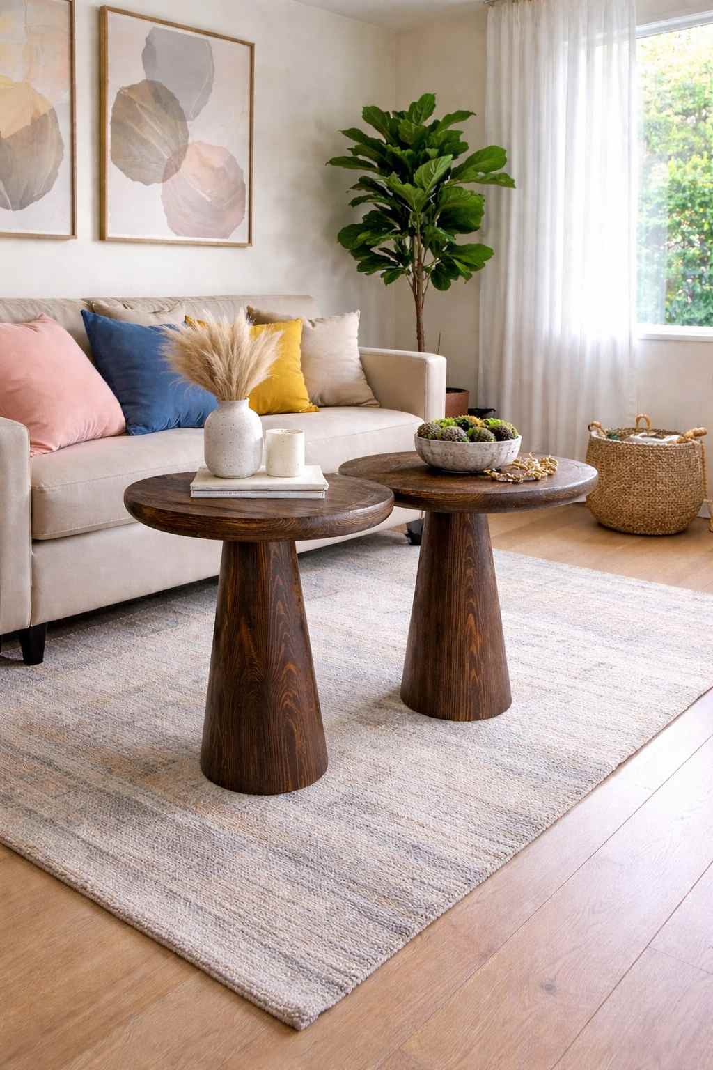 Modern salon için mantar sehpa seti ahşap