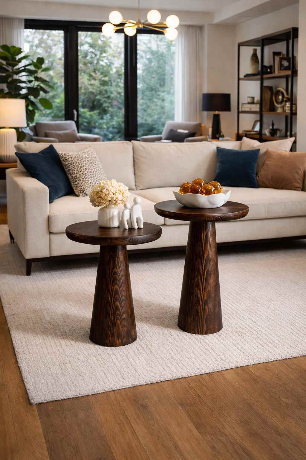 El yapımı ahşap mantar sehpa seti şık tasarım