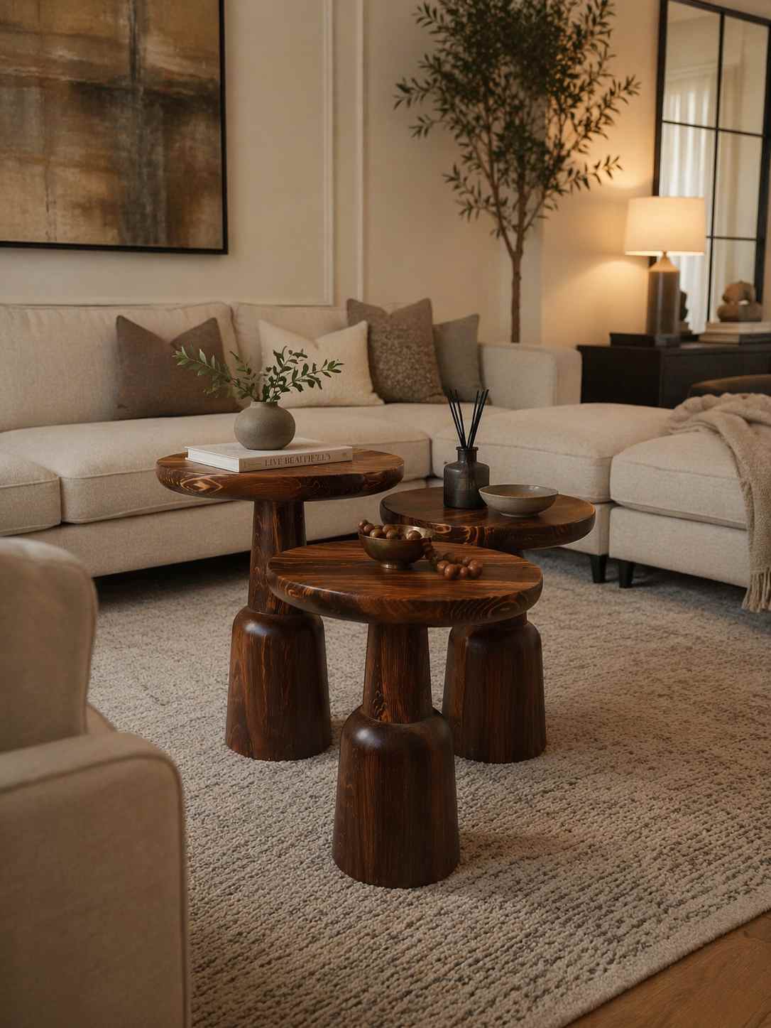 modern oturma odası için ahşap mantar sehpa