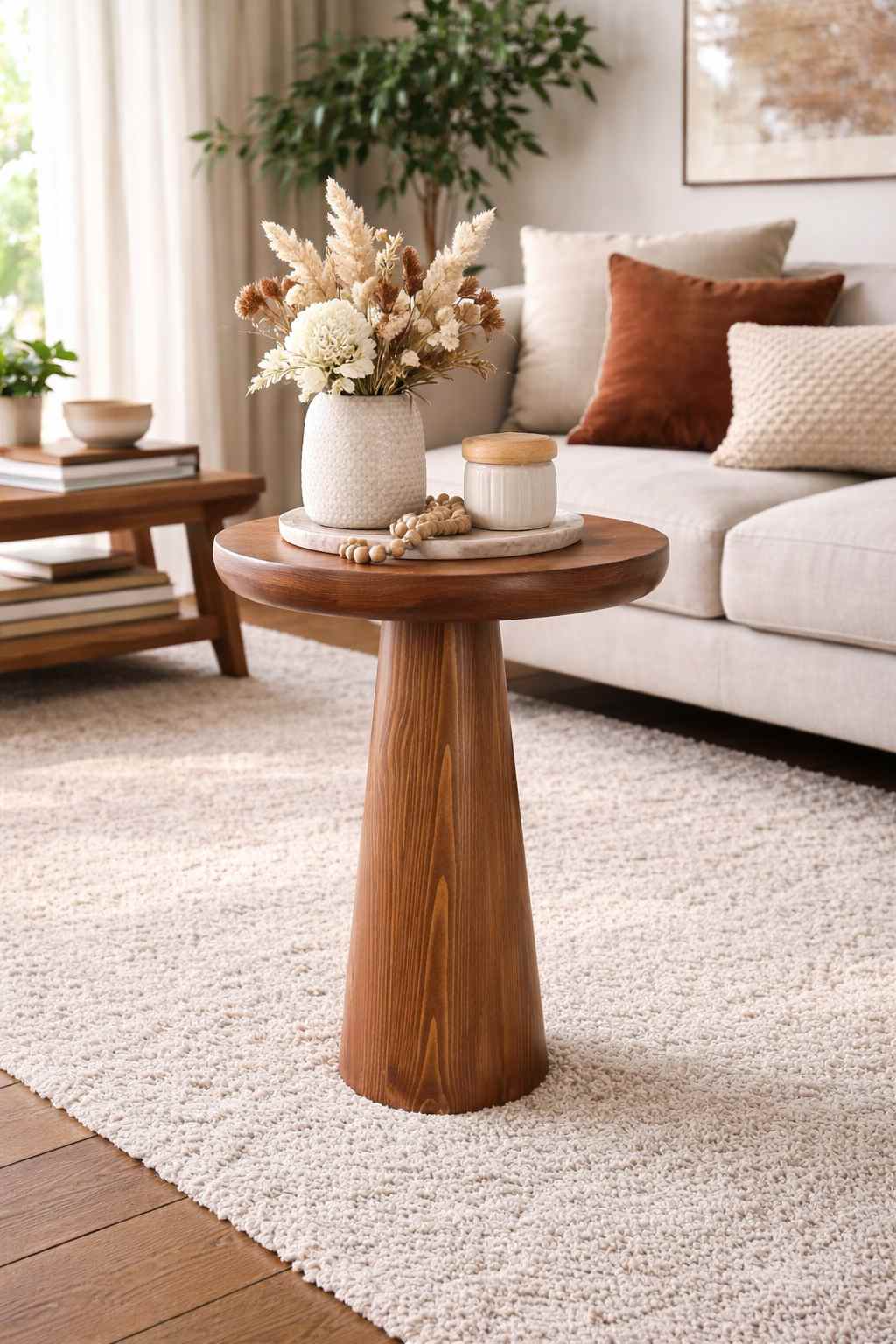 Ahşap mantar sehpa 3’lü dekoratif set