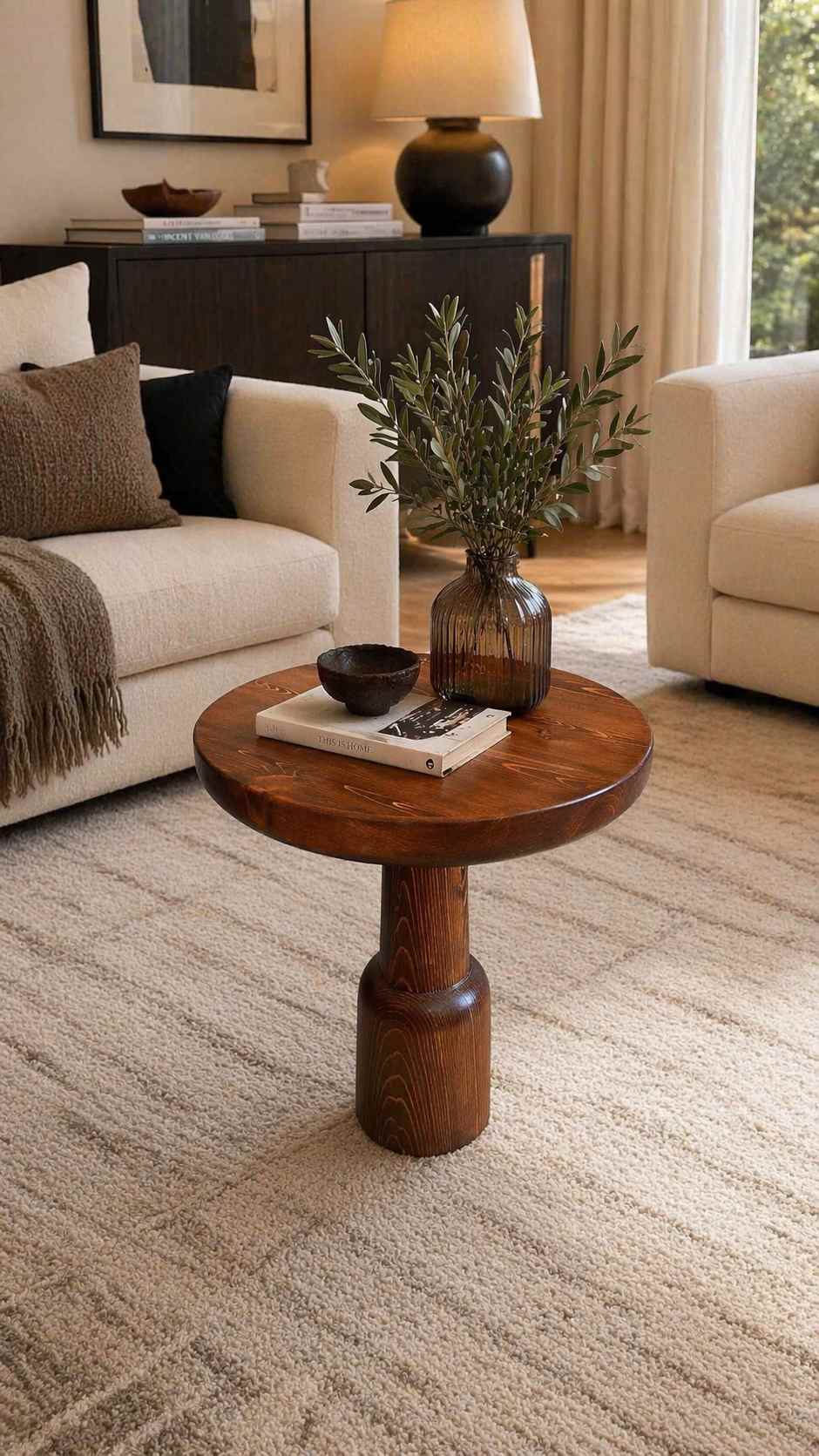 Minimal tasarımlı mantar sehpa seti