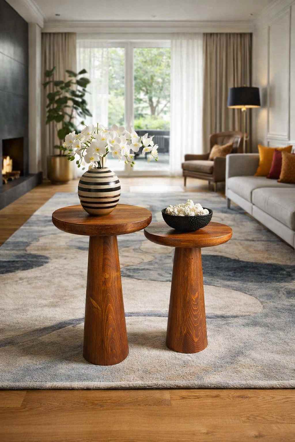 ahsap-mantar-sehpa-set90872053 Ahşap mantar sehpa seti ile modern ev dekorasyonu