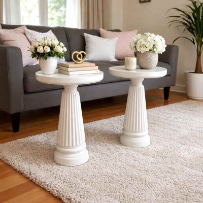 El yapımı ahşap mantar sehpa seti, modern salon dekorasyonu için ideal