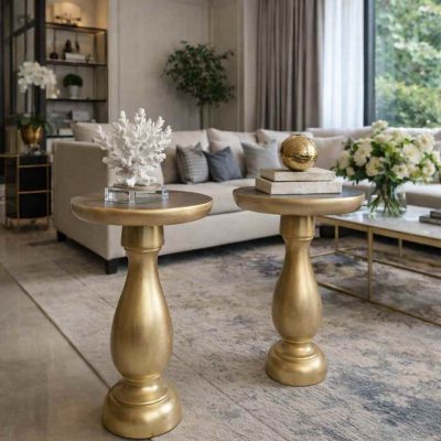 Doğal masif ahşap mantar sehpa seti modern salon dekorasyonu