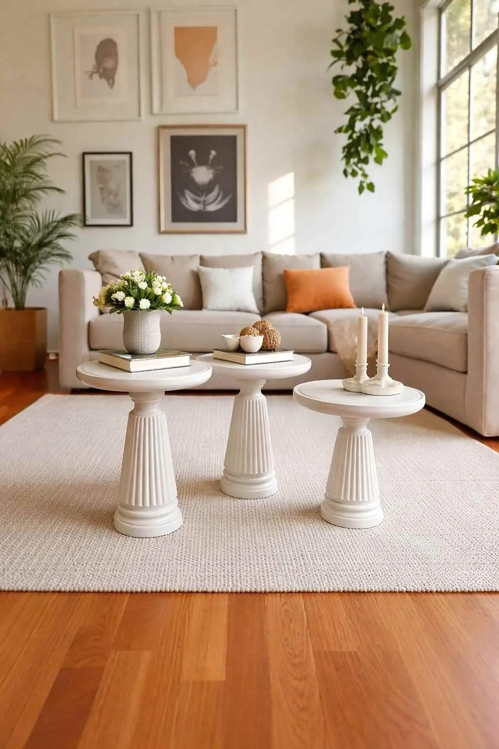 Masif ahşap mantar sehpa seti minimalist dekorasyon