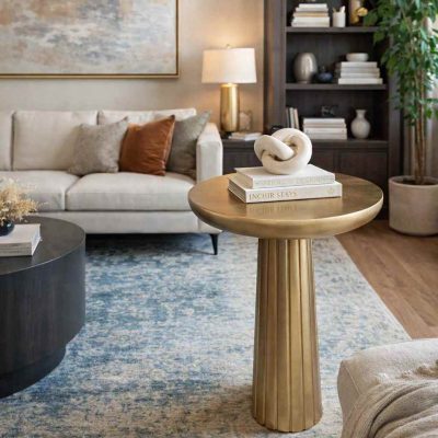 Masif ahşap mantar sehpa seti modern salon