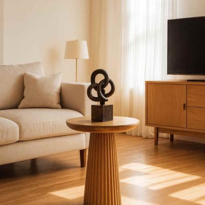 Ahşap mantar sehpa seti fiskos modern dekor