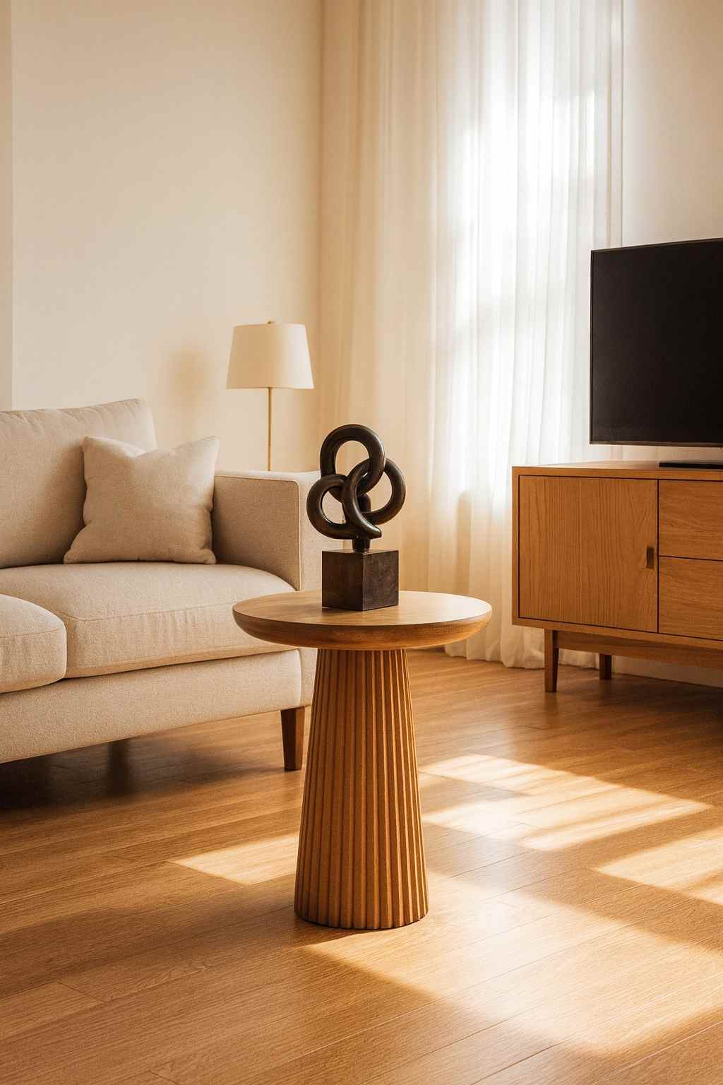 Ahşap mantar sehpa seti fiskos modern dekor