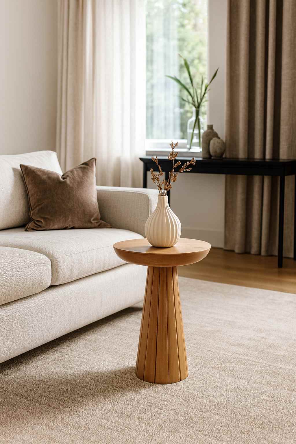 Masif ahşap mantar sehpa seti fiskos şık tasarım