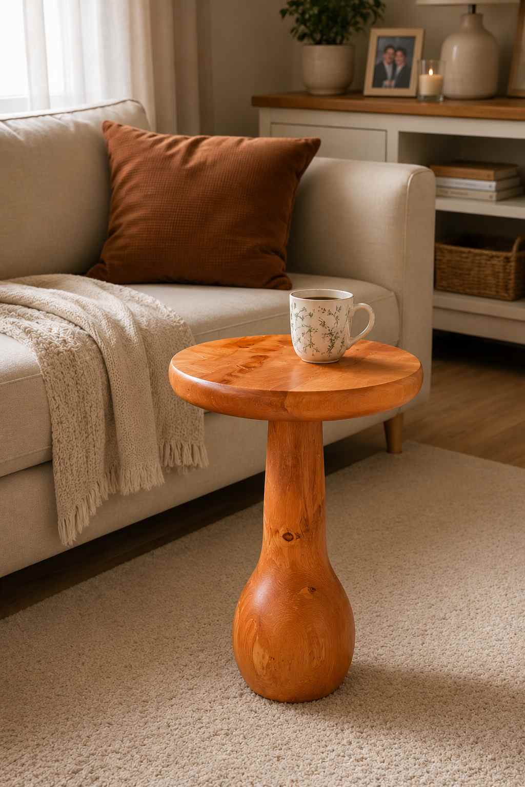 Elegans - Modern Tekli Ahşap Yan Sehpa Açık Meşe Renk