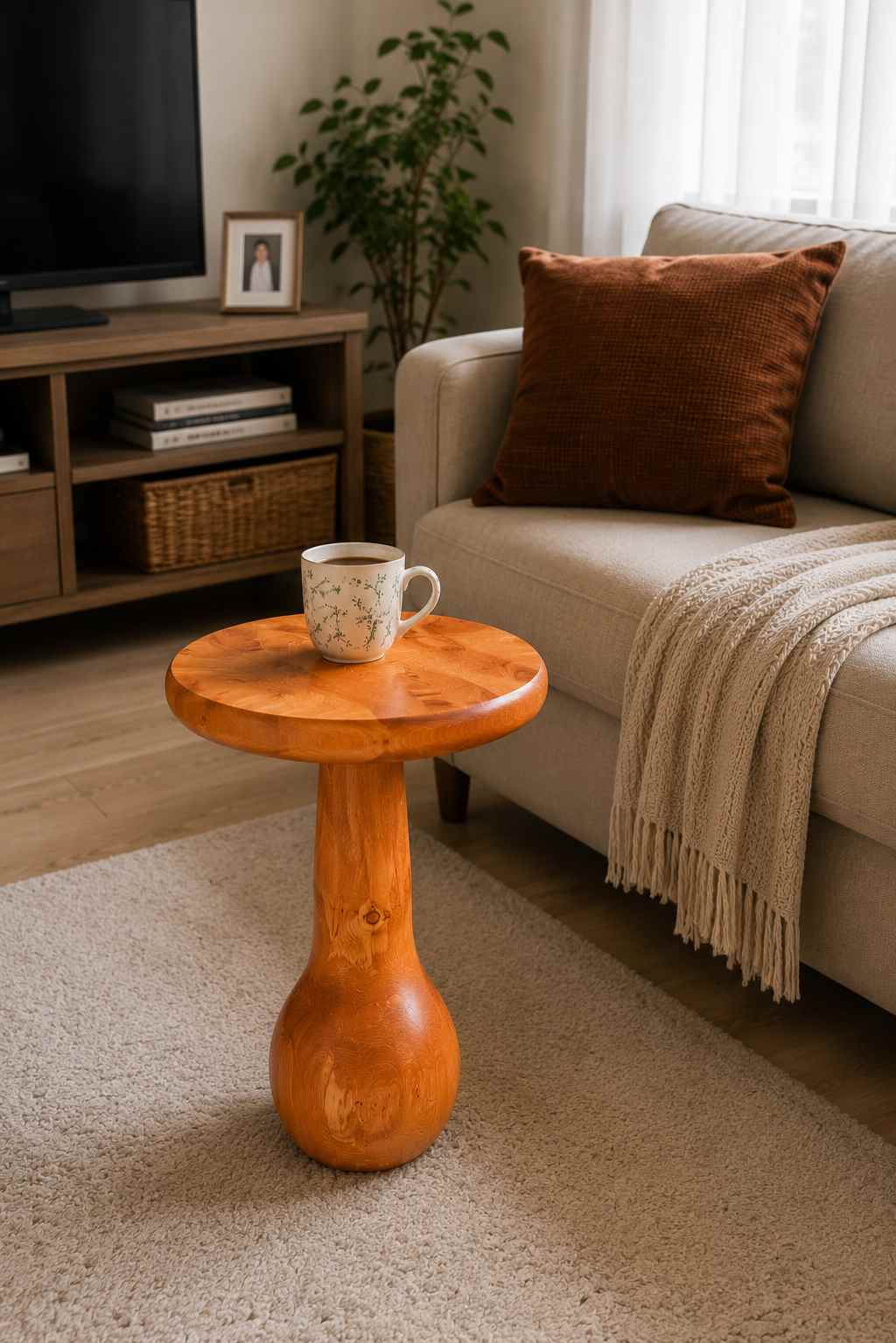 Elegans - Modern Tekli Ahşap Yan Sehpa Açık Meşe Renk - Görsel 2