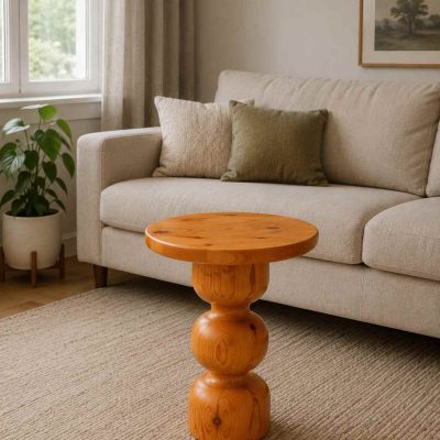 Vetrowood - Dekoratif Çiçeklik Tekli Ahşap Mantar Sehpa Açık Meşe Renk