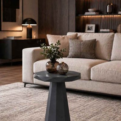 Nutra - Ahşap Mantar Sehpa Tekli – Antrasit Modern Salon Sehpası - Ahşap El Yapımı Mantar Sehpa | Simillo
