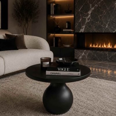 Larin - Doğal Masif Ahşap Siyah Renk Orta Sehpa - Ahşap El Yapımı Orta Sehpa Gorsel 2 | Simillo
